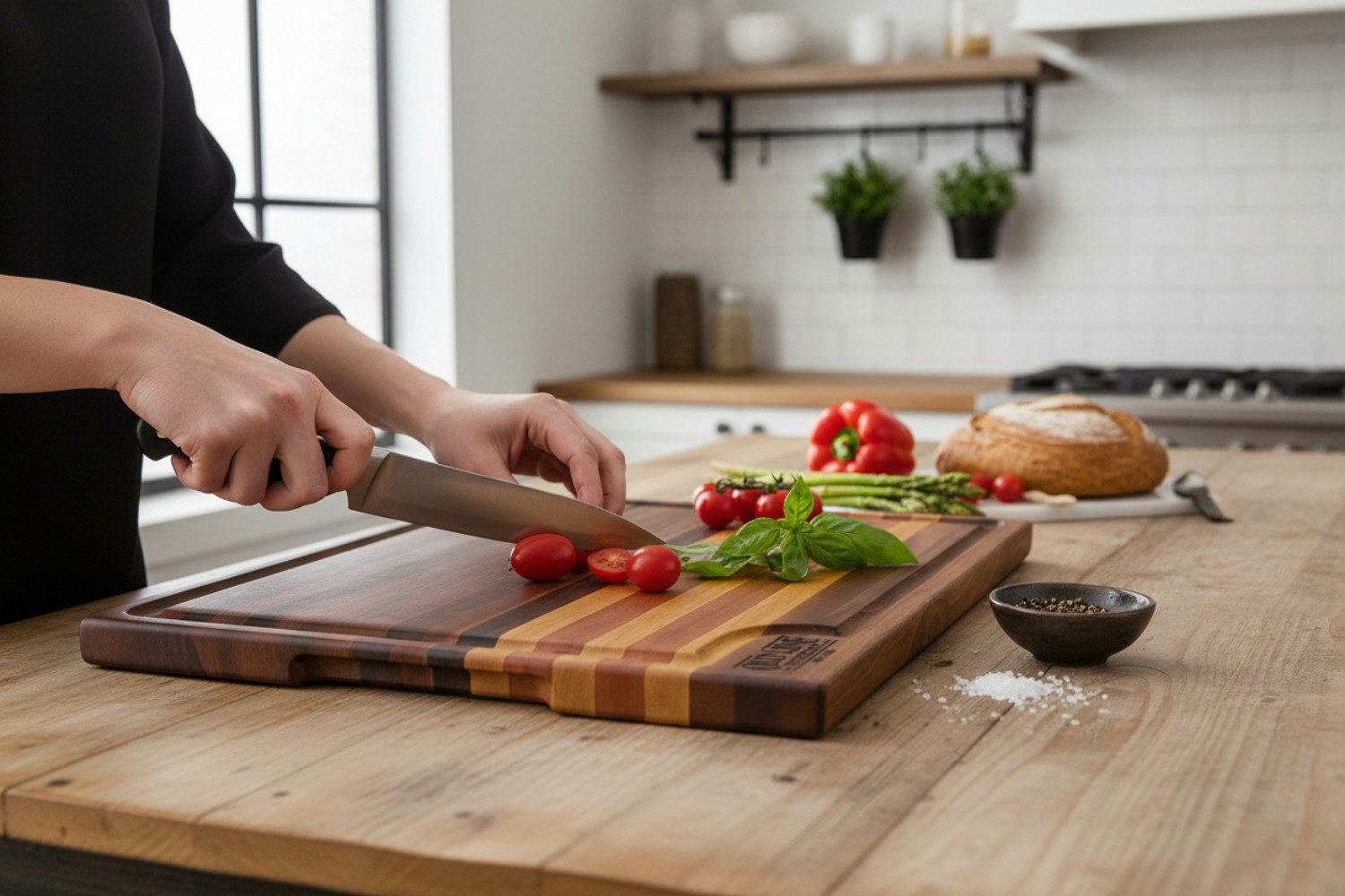 Mahogany & Walnut Butcher Block Cutting Board (#300)